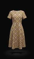 Vestido evasé color dorado