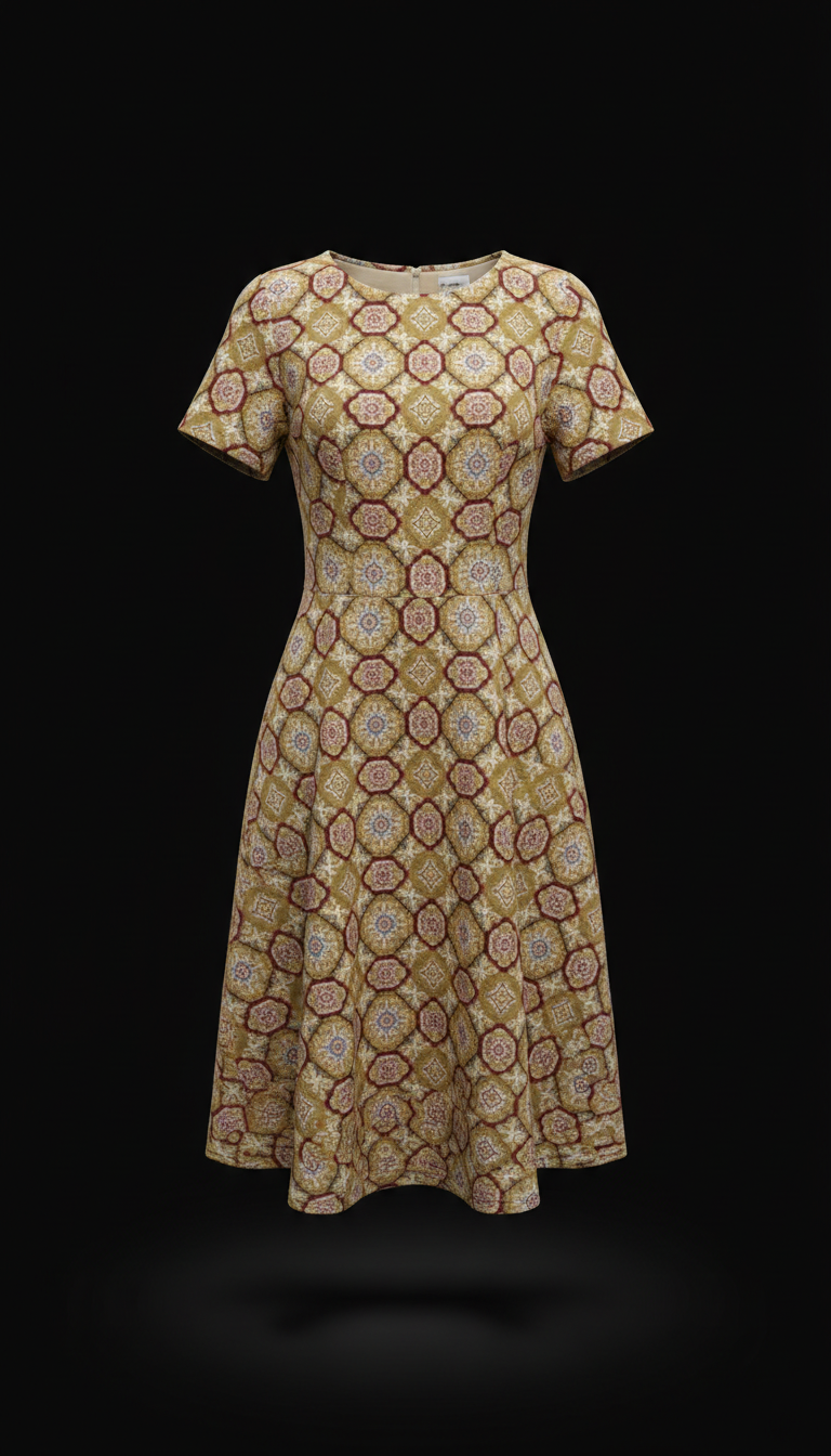 Vestido evasé color dorado