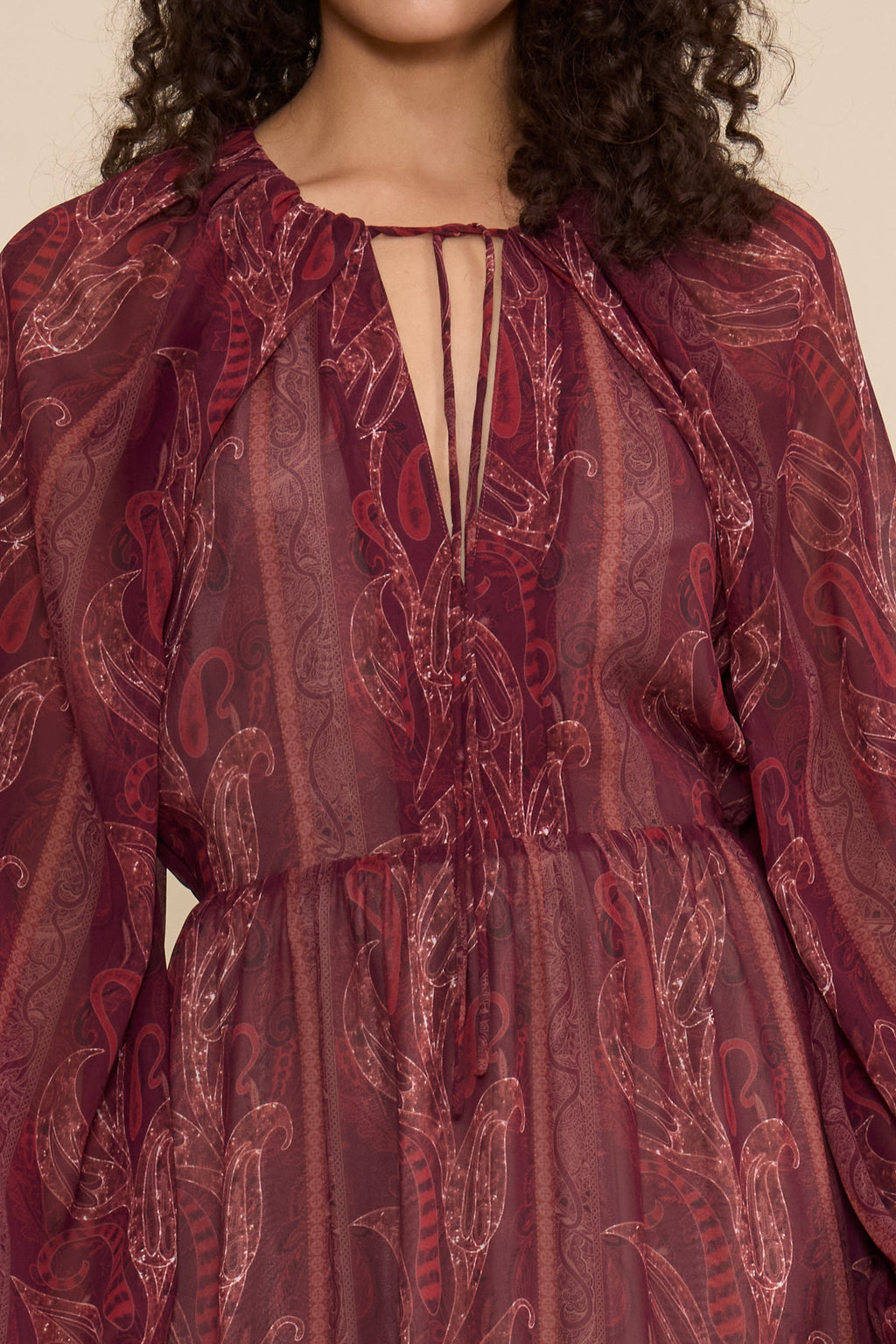 Alessandra Maxi Dress – Elegant Burgundy Multi-Print Gown