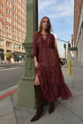 Alessandra Maxi Dress – Elegant Burgundy Multi-Print Gown